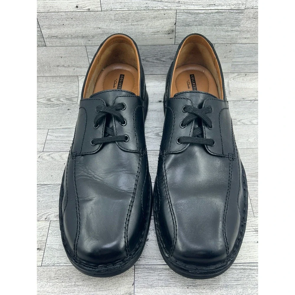 Clarks Collection Mens Leather Black Lace Up Dress Shoes Comfort Cushioned Sz 13